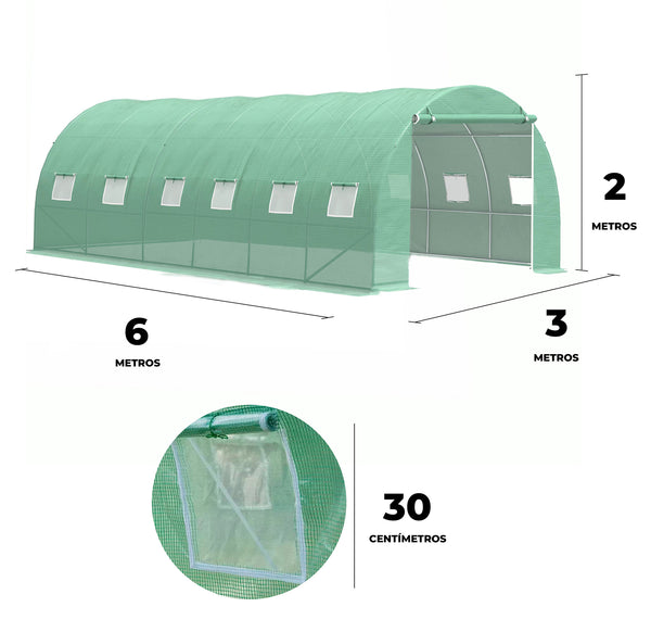 Invernadero Túnel Armable 6x3x2m (18m²)