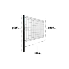 Kit Reja Perimetral 208x250cm + 1 Poste (Negro)