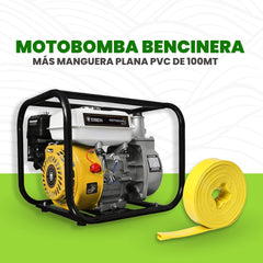 Motobomba Bencinera de Agua 3x3 + Manguera salida 3'' 100 m
