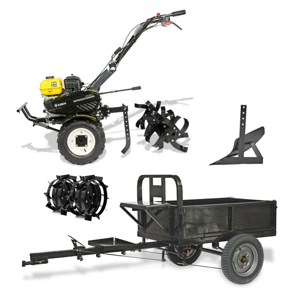 Kit 5 en 1 - Motocultivador Bencinero - Full Carro Trailer