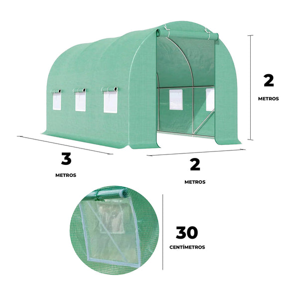Invernadero Túnel Armable 3x2x2m (6m²)