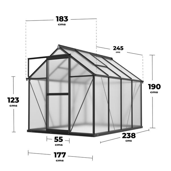 Invernadero Policarbonato 6x8ft (245 x 183 x 190 cm)