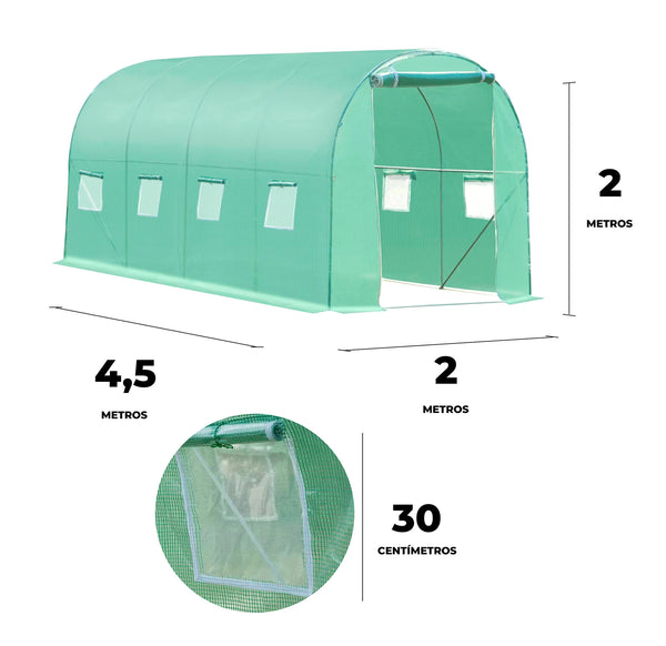 Invernadero Túnel Armable 4.5x2x2m (9m²)