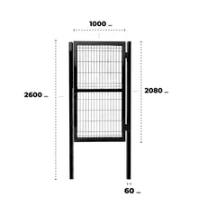 Reja Perimetral - Puerta Simple 208x100cm (Negro)