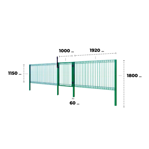 Kit Reja Perimetral Piscina - 2 Paneles 115x192cm + 2 Postes + 1 Puerta (Verde)