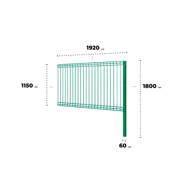 Kit Reja Perimetral Piscina – Panel 3D 115x192cm + Poste (Verde)