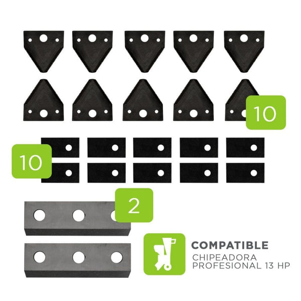 Kit de cuchillas para Chipeadora Portátil 15Hp - 22 Piezas