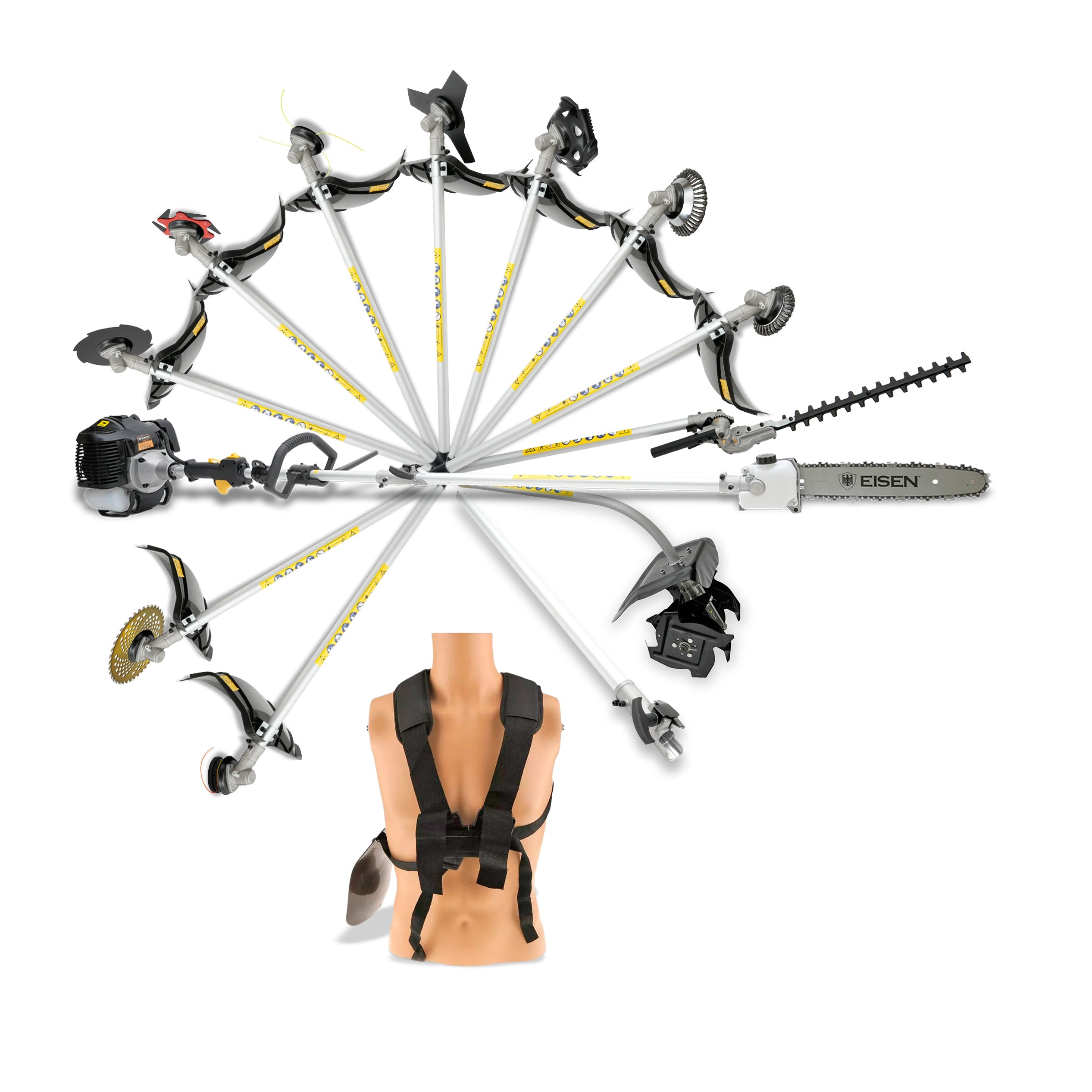 Kit 14 en 1 Multi-Función 62cc 3.4Hp + Cultivador | Eisen