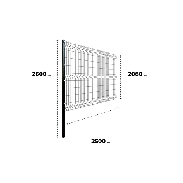 Kit Reja Perimetral 208x250cm + 1 Poste (Negro)