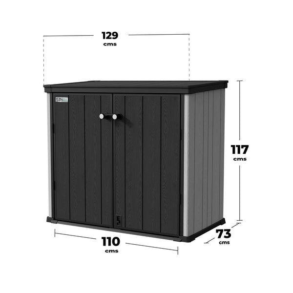 Bodega de Jardín Multiuso Resina Horizontal – 900 L (130 x 72 x 114 cm)