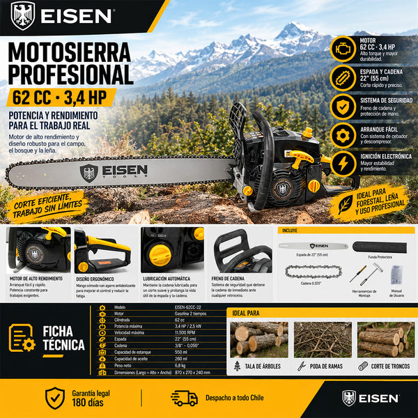 Motosierra 62cc 22'' | Eisen
